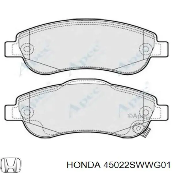 45022SWWG01 Honda колодки тормозные передние дисковые