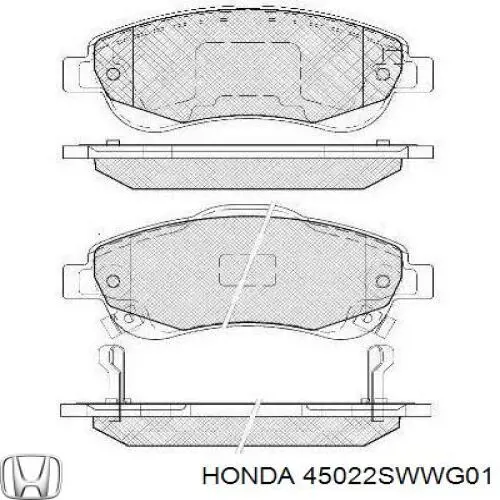 45022SWWG01 Honda Колодки передние