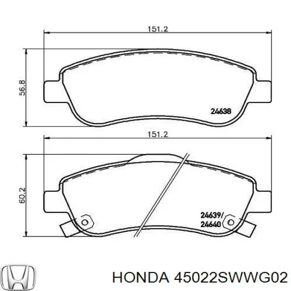 Колодки Honda 45022SWWG02 цена, от 27.63 USD