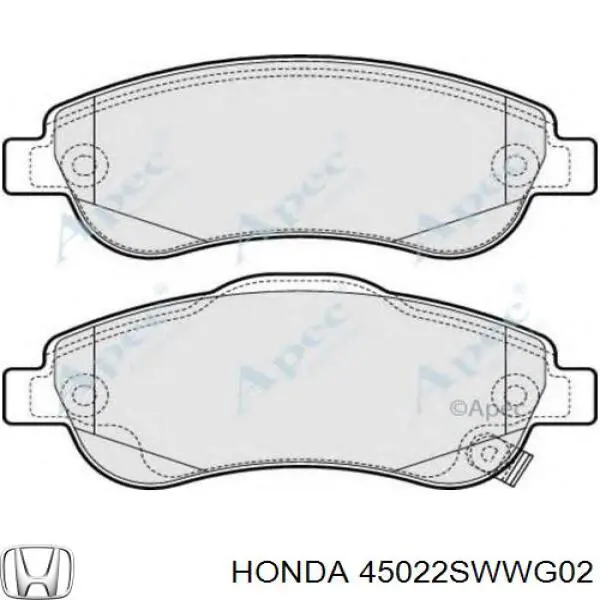 Купить 45022SWWG02 Honda Колодки тормозные