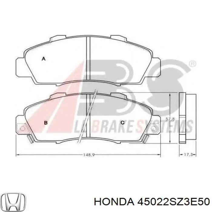 Pastillas de freno delanteras 45022SZ3E50 Honda