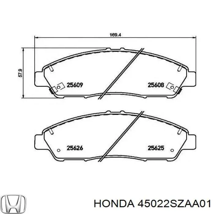 Колодки тормозные передние дисковые Honda 45022SZAA01