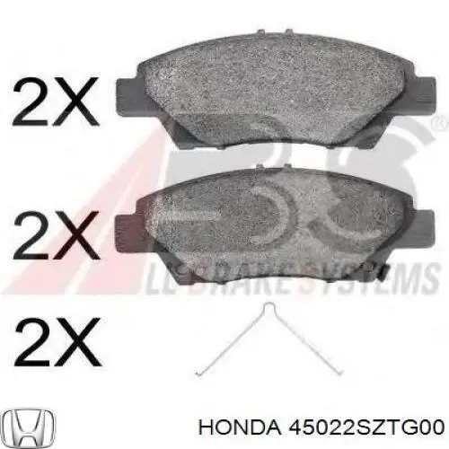 Передние тормозные колодки 45022SZTG00 Honda