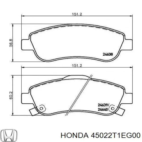 Колодки тормозные передние дисковые Honda 45022T1EG00