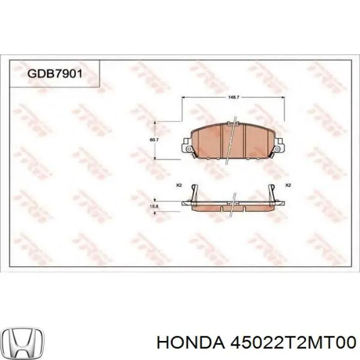 Колодки Honda 45022T2MT00 цена, от 40.26 USD