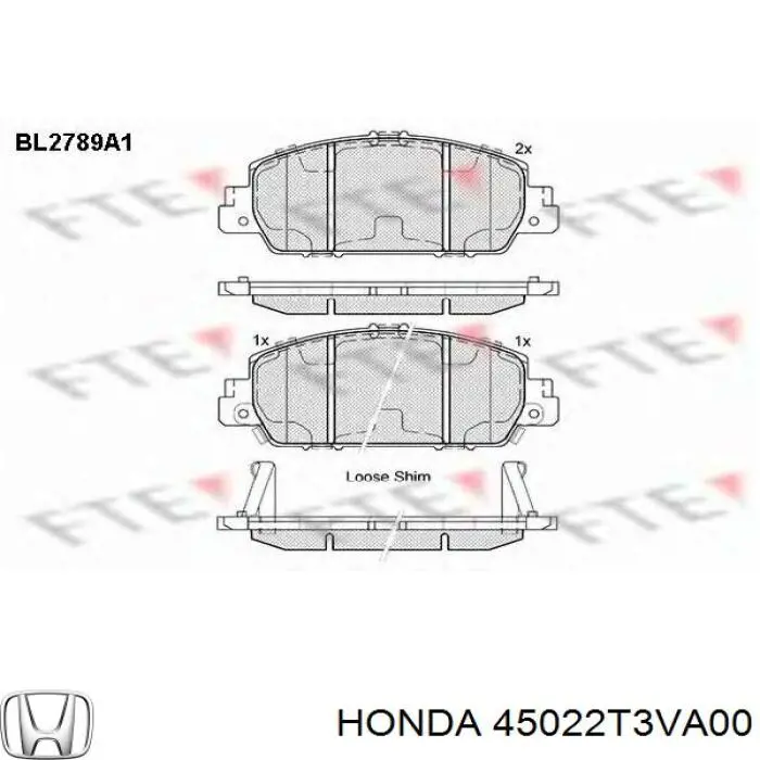 Передние тормозные колодки 45022T3VA00 Honda