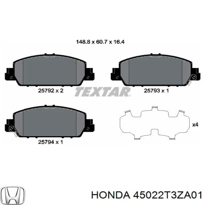 Колодки Honda 45022T3ZA01 цена, от 80.71 USD