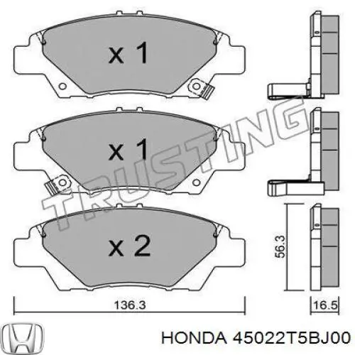 Колодки Honda 45022T5BJ00 цена, от 30.40 USD