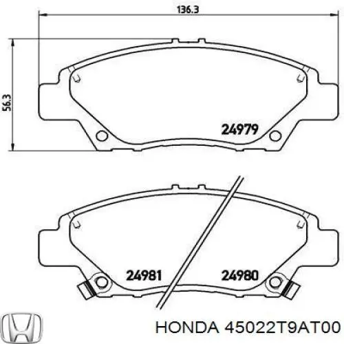 Колодки Honda 45022T9AT00 цена, от 26.13 USD