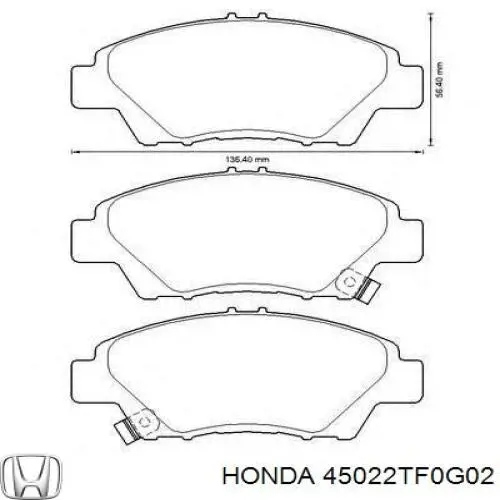 Купить 45022TF0G02 Honda Колодки тормозные