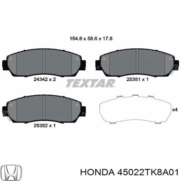 Тормозные колодки Honda 45022TK8A01