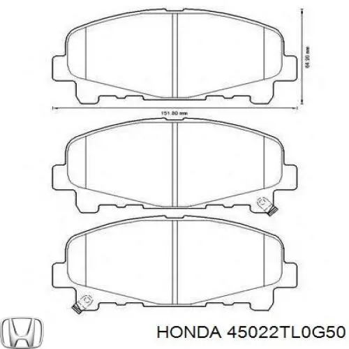 Передние тормозные колодки 45022TL0G50 Honda