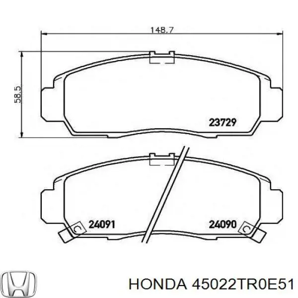 45022TR0E51 Honda колодки тормозные передние дисковые