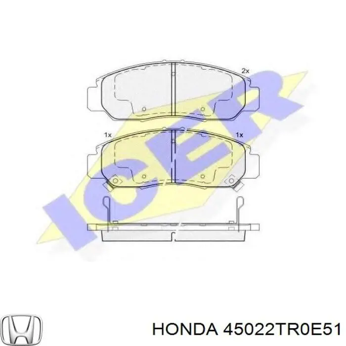 Купить 45022TR0E51 Honda Колодки тормозные