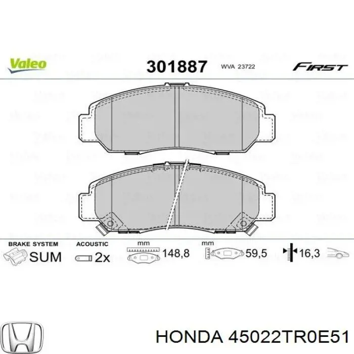 Тормозные колодки Honda 45022TR0E51