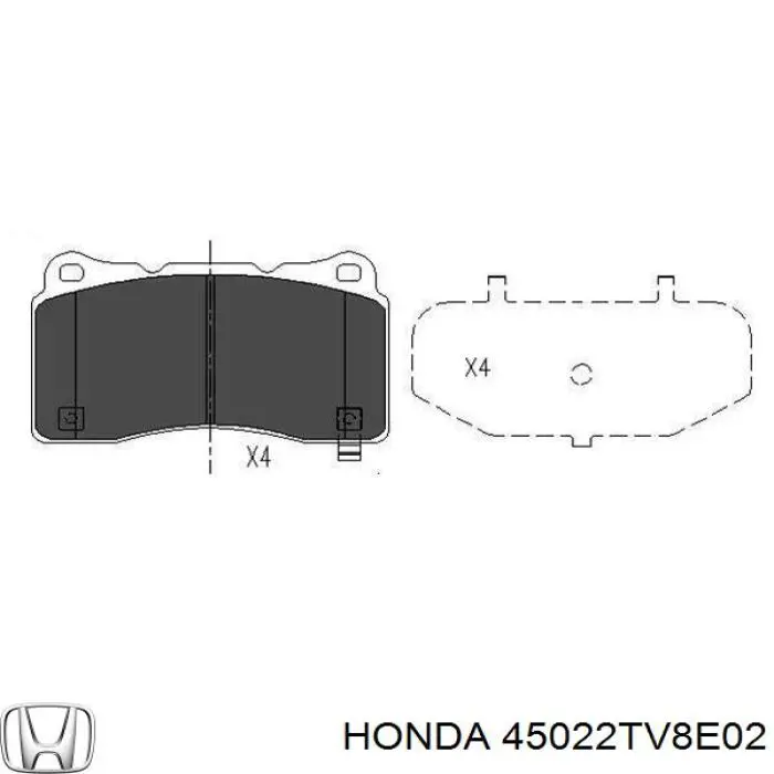 45022TV8E02 Honda колодки тормозные передние дисковые