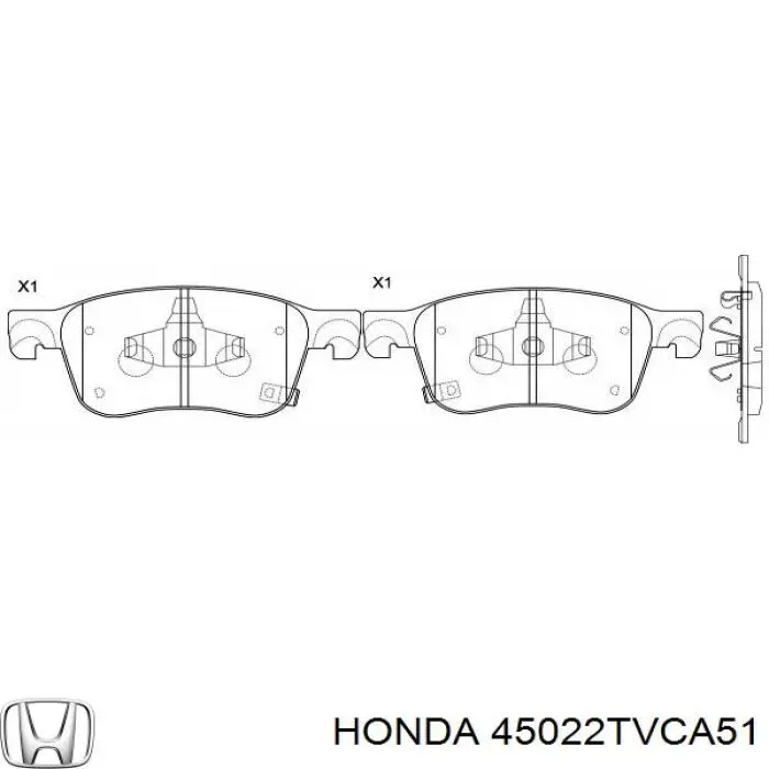 Колодки тормозные передние дисковые Honda 45022TVCA51