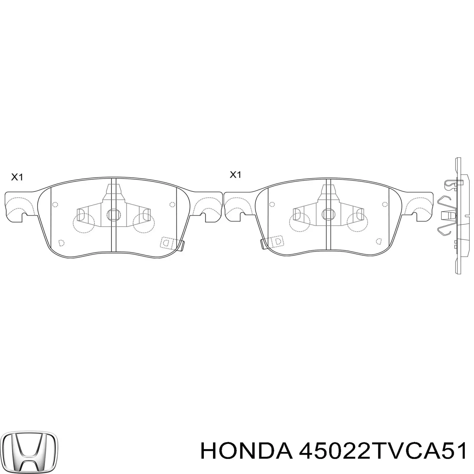 Передние тормозные колодки 45022TVCA51 Honda