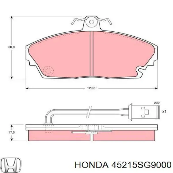 Передние тормозные колодки 45215SG9000 Honda