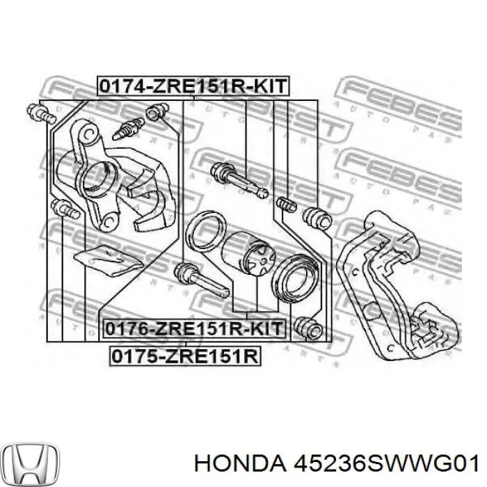 45236SWWG01 Honda ремкомплект суппорта тормозного переднего