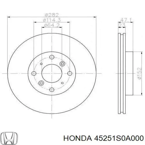 Передний тормозной диск Honda 45251S0A000