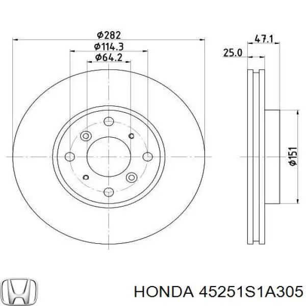 Купить 45251S1A305 Honda Ротор тормозной