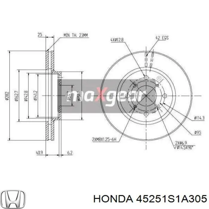 Тормоз дисковый передний Honda 45251S1A305 цена, от 29.20 USD