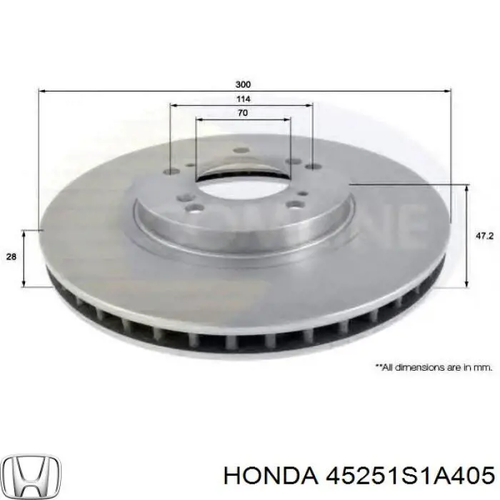 Freno de disco delantero 45251S1A405 Honda/Acura