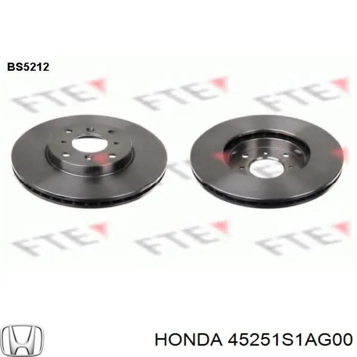 Передние тормозные диски 45251S1AG00 Honda