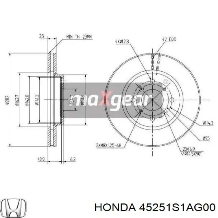 Передний тормозной диск Honda 45251S1AG00