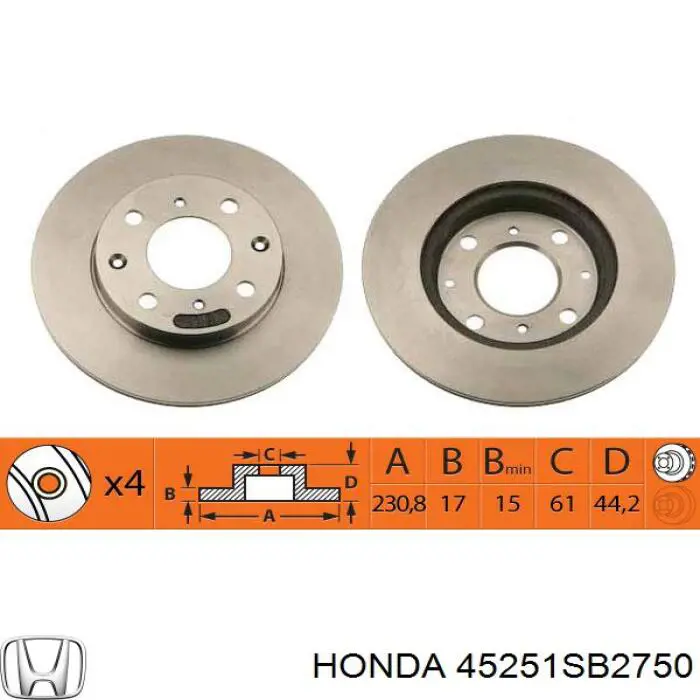 45251SB2750 Honda диск тормозной передний