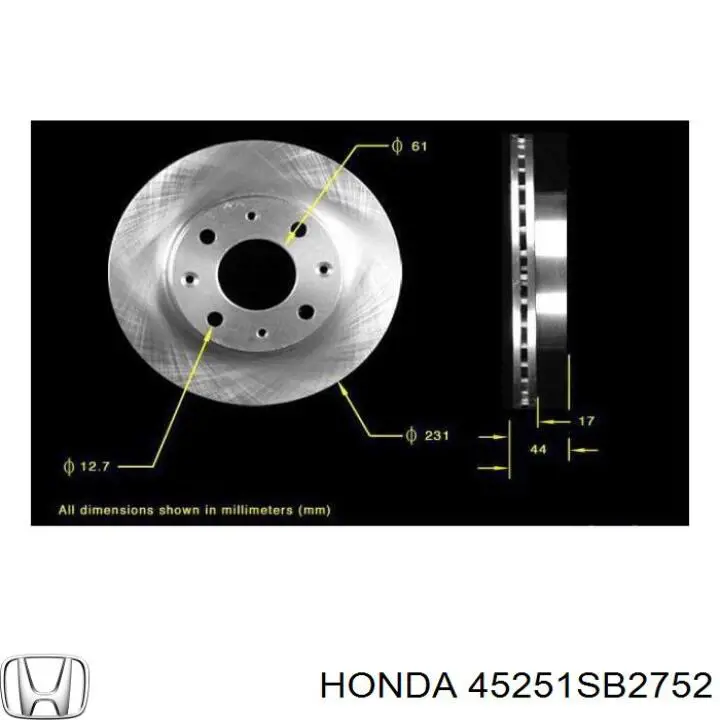 45251-SB2-752 Honda диск тормозной передний