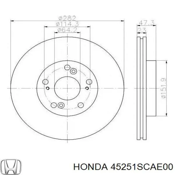 Передние тормозные диски 45251SCAE00 Honda