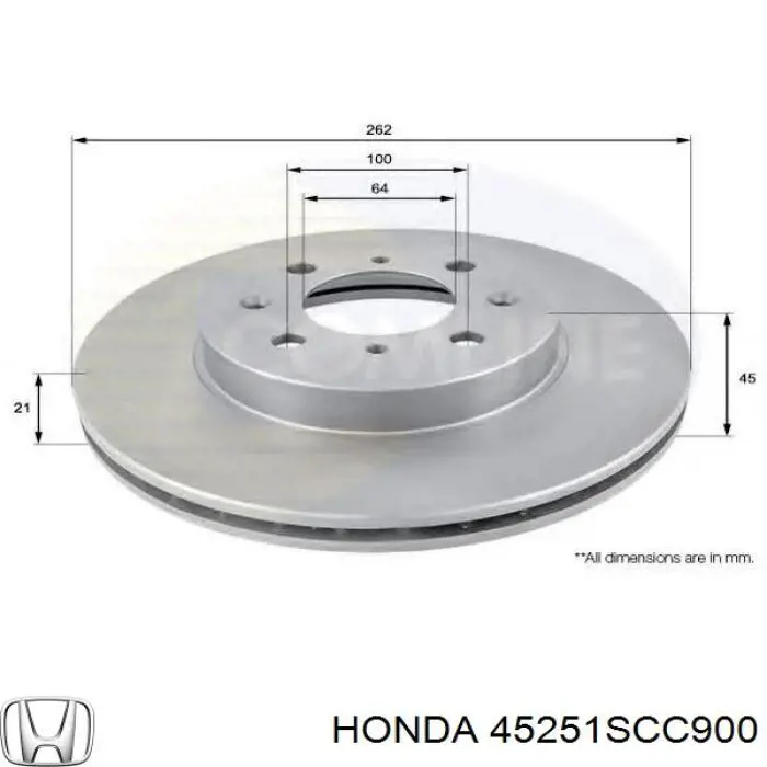 45251SCC900 Honda Диск тормозной передний