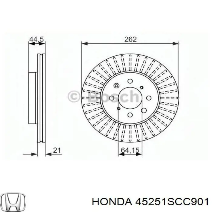 Тормоз дисковый передний Honda 45251SCC901 цена, от 31.54 USD