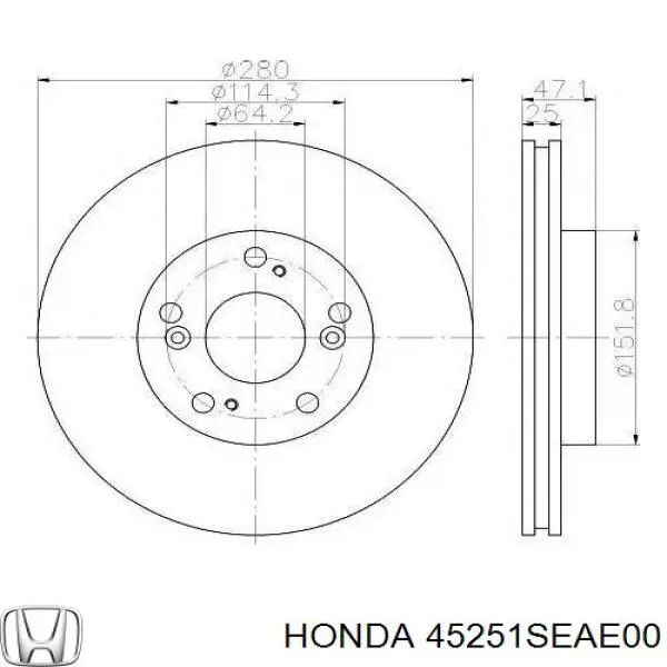 45251SEAE00 Honda диск тормозной передний