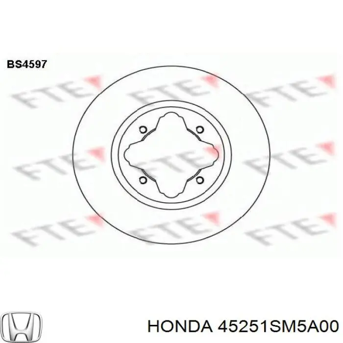 Передние тормозные диски 45251SM5A00 Honda