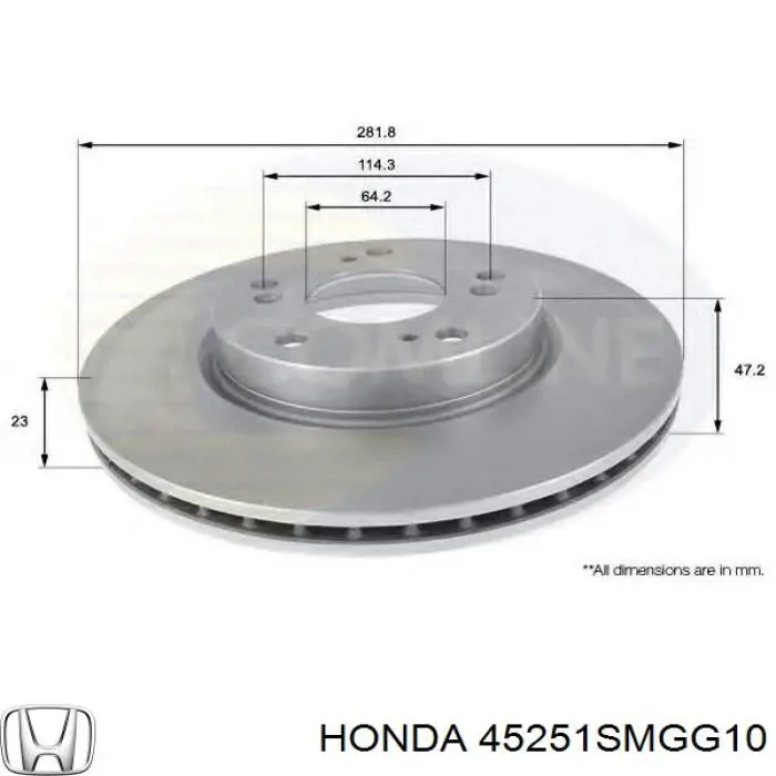 Купить 45251SMGG10 Honda Ротор тормозной