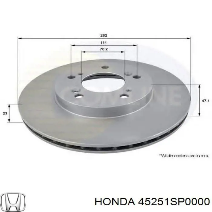 45251SP0000 Honda диск тормозной передний
