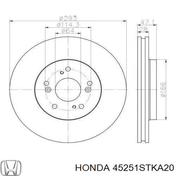45251-STK-A20 Honda диск тормозной передний