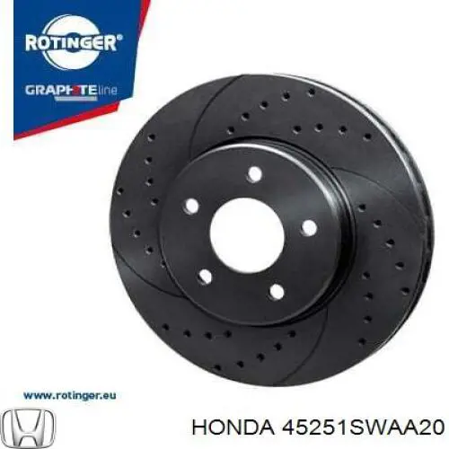 Передние тормозные диски 45251SWAA20 Honda