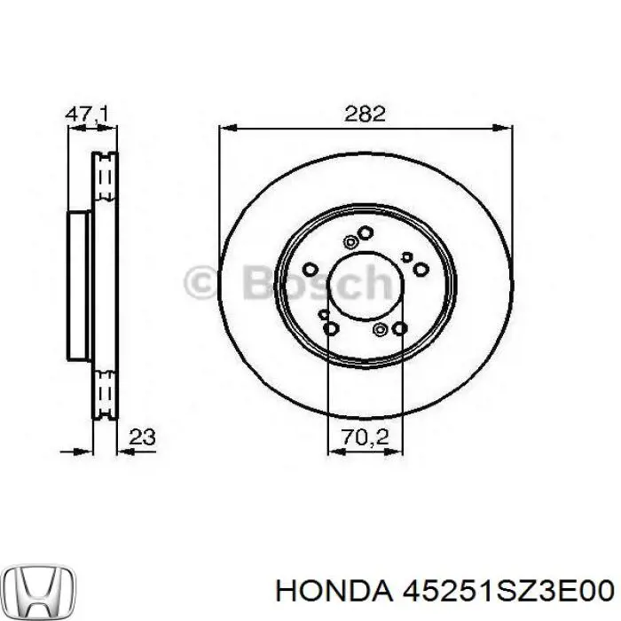 Передний тормозной диск Honda 45251SZ3E00