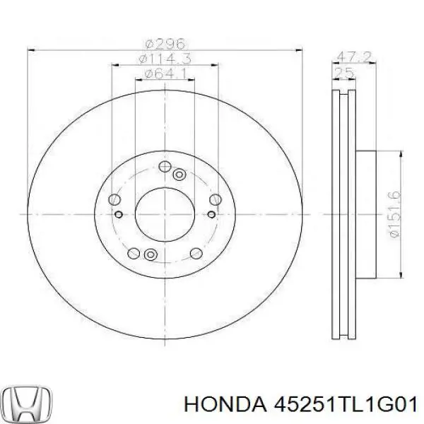 45251TL1G01 Honda диск тормозной передний