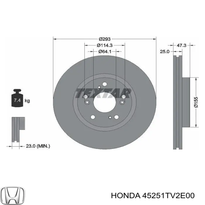 45251TV2E00 Honda disco do freio dianteiro