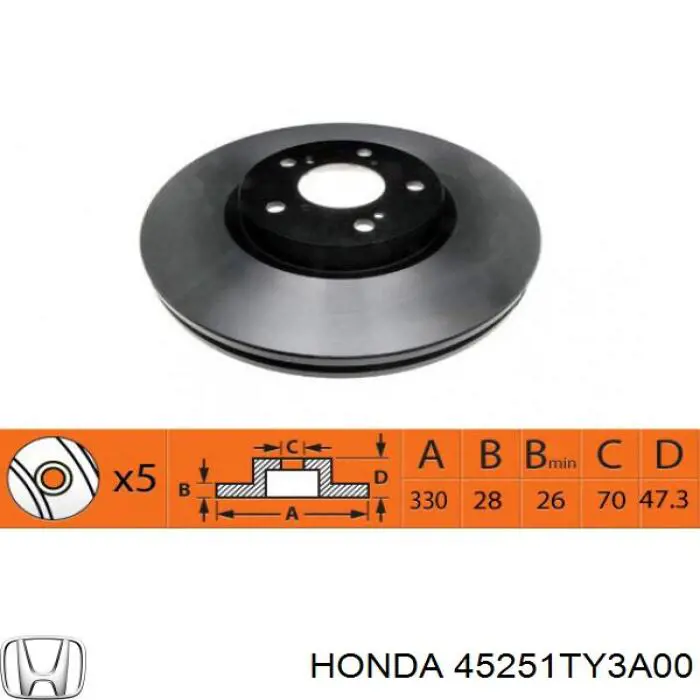 45251TY3A00 Honda disco do freio dianteiro