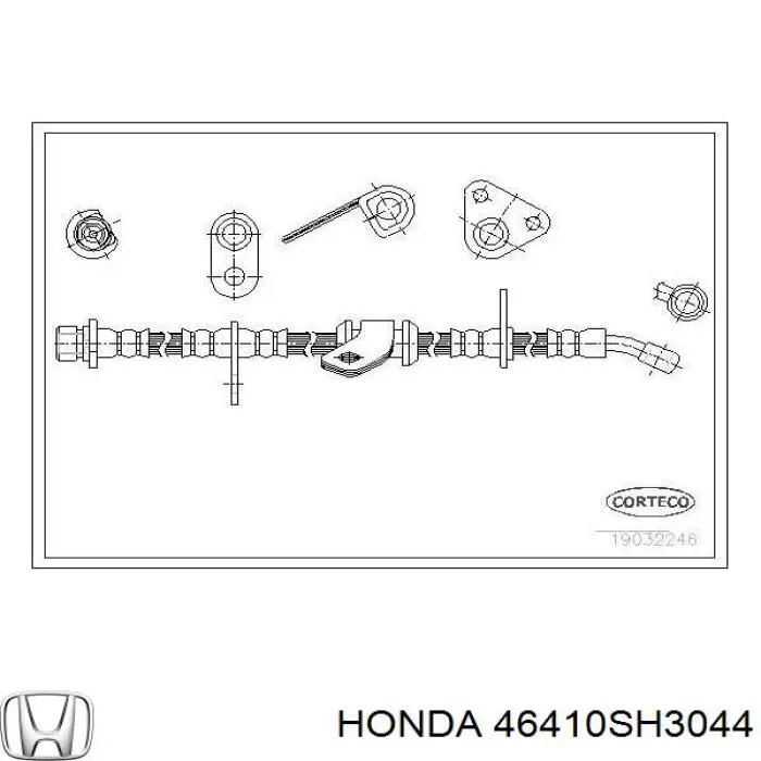 Шланг тормозной передний правый 46410SH3044 Honda