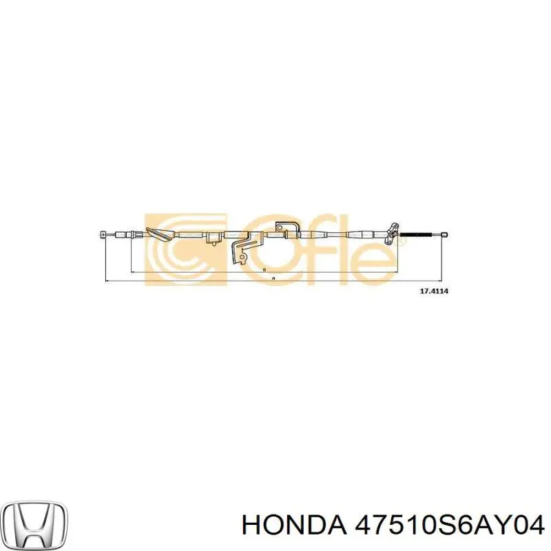Трос ручного тормоза задний правый Honda 47510S6AY04