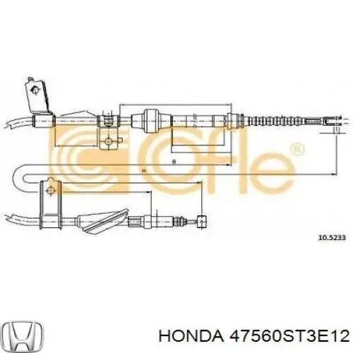 Трос ручника 47560ST3E12 Honda