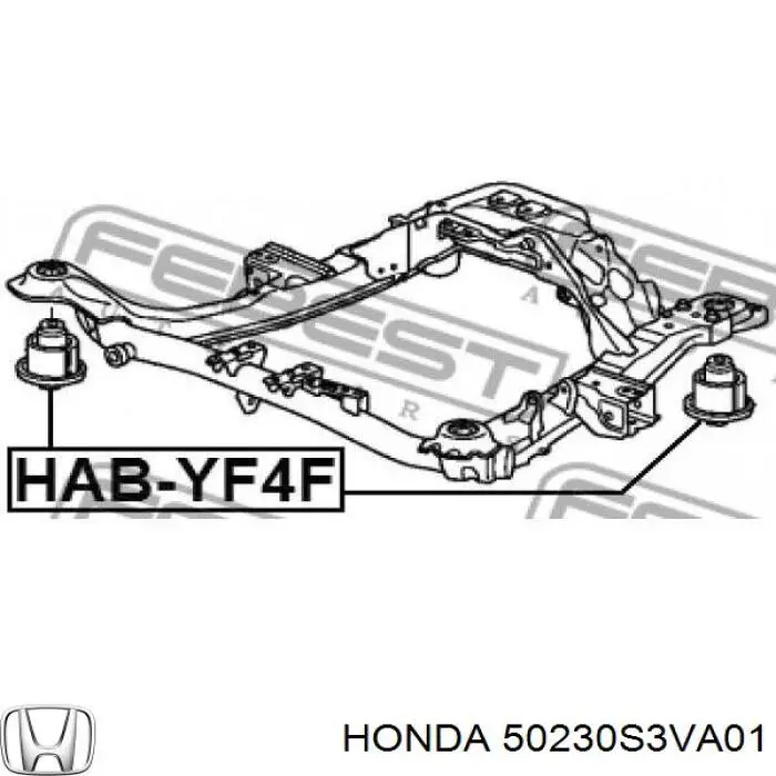 Сайлентблок (подушка) передней балки (подрамника) Honda 50230S3VA01