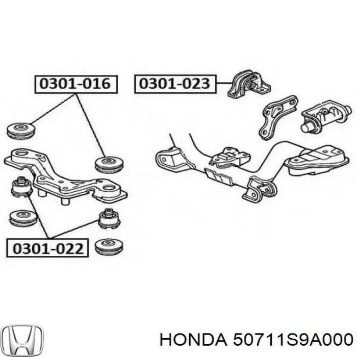 Сайлентблок траверсы крепления заднего редуктора передний Honda 50711S9A000